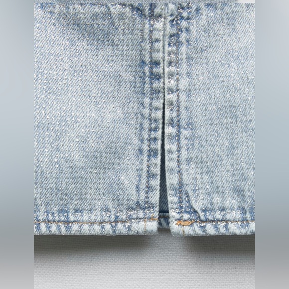 Zara RHINESTONE DENIM CROP TOP XS - S - Picture 5 of 5